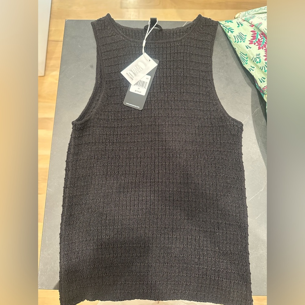 Minnie Rose Black Sleeveless Knit Sweater xs